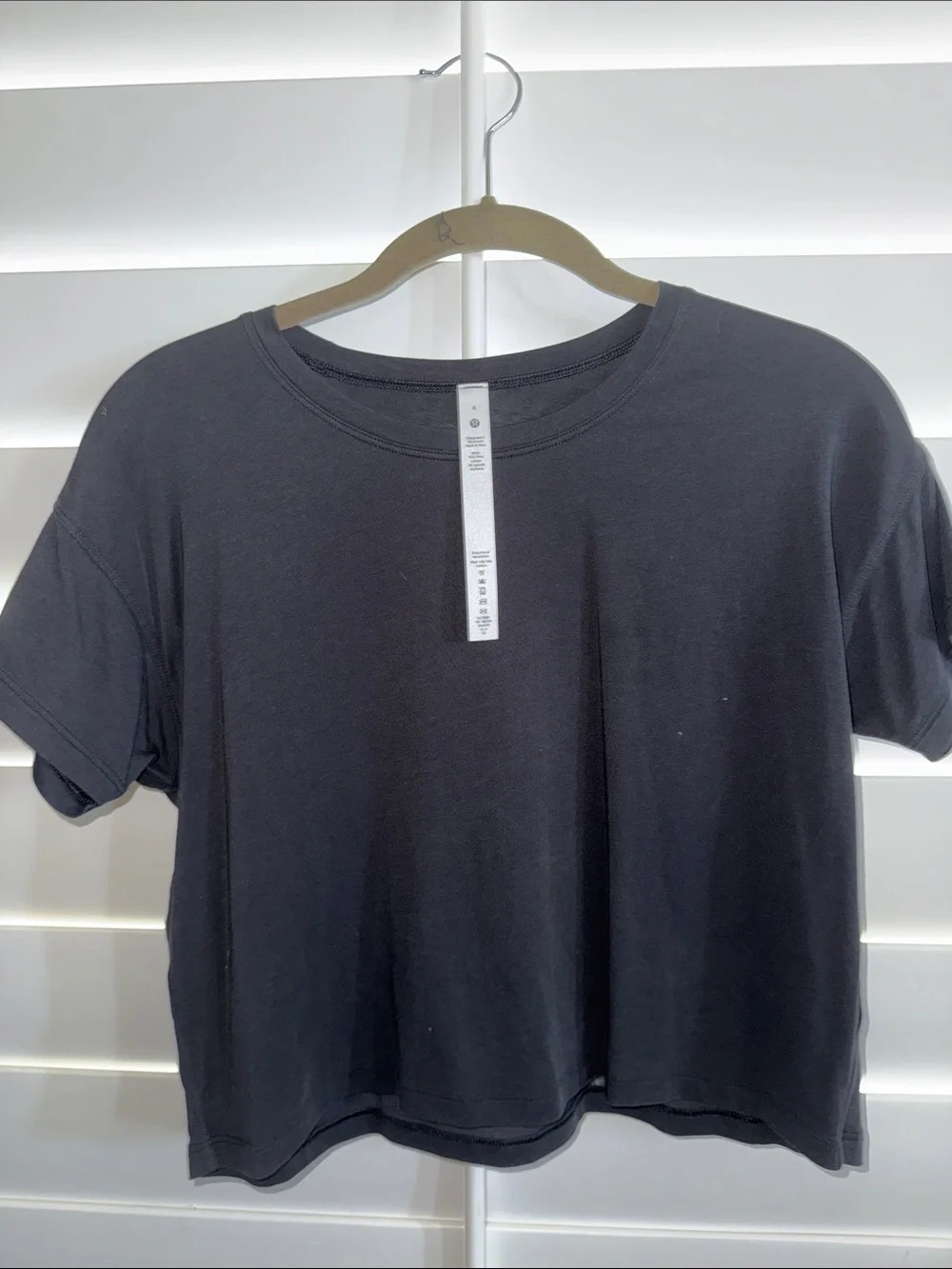 lululemon athletica Black Crop Tee - Short Sleeve Crew